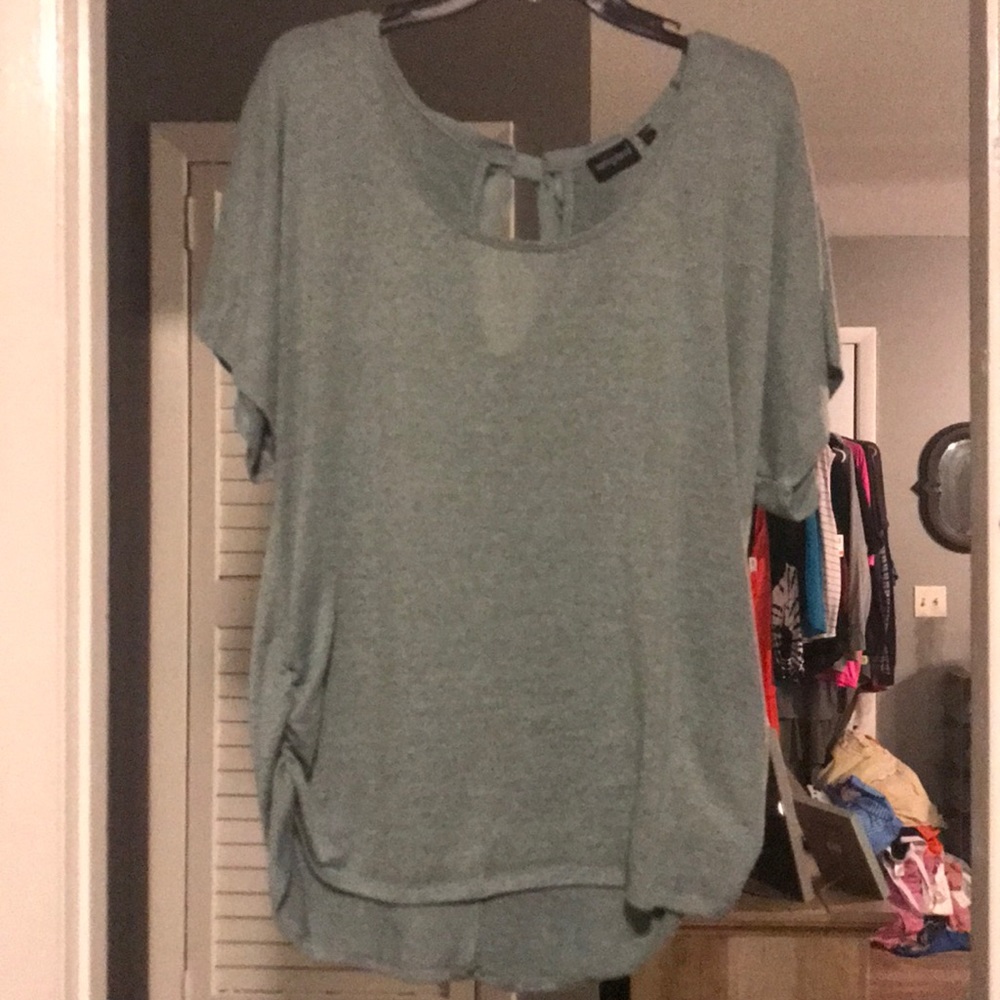 Tempted, green cute top with bow tie style back